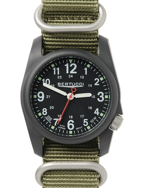 Bertucci DX3 Field Poly Resin Watch, Heavy Duty Nylon Strap, Black Dial - 11012