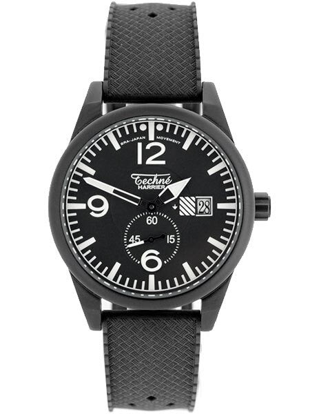 Techne Harrier Aviator Quartz Watch with 41mm Black Aluminium Case  #386.181