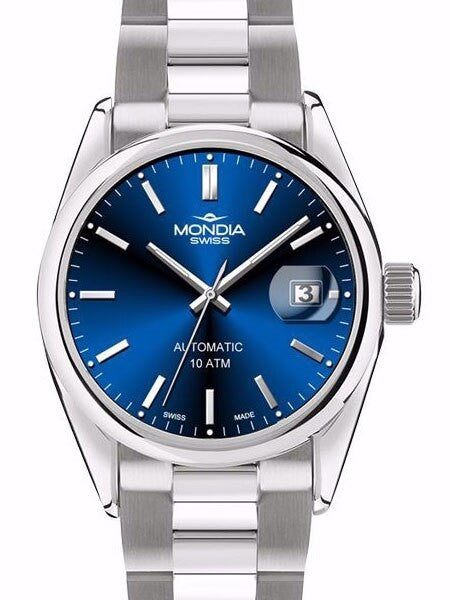 Mondia Swiss Automatic Watch with Vibrant Blue Dial #MS-212-SS-04BL-OCM