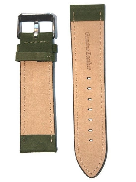 Panerai-Style Suede Olive Green Leather Strap with Matching Stitching #EBV-03870