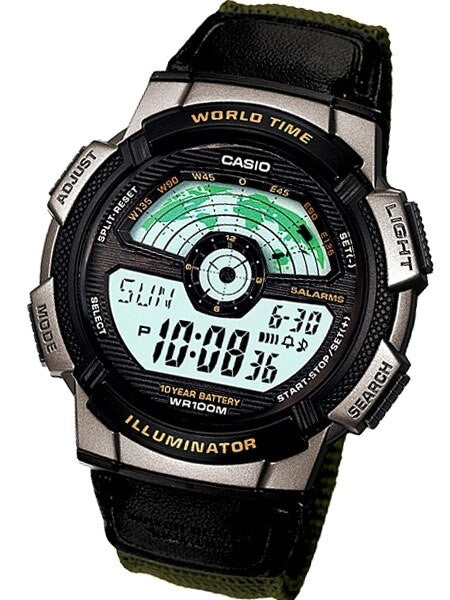Casio Digital Sports-Style World Time Alarm Watch with 31 Time Zones #AE-1100WB-3AV