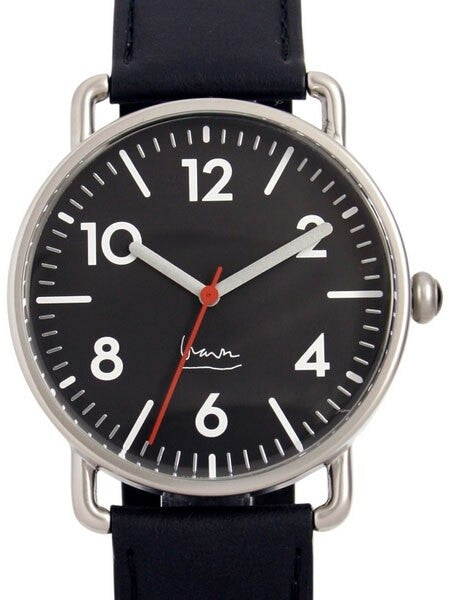 Projects 40mm Black Witherspoon Quartz Watch with Leather Strap #7104B