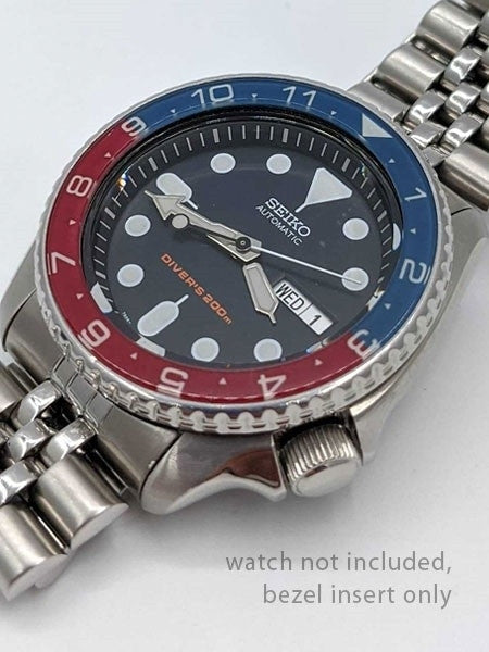Dual-Time Blue-Red Luminous Sapphire Bezel Insert for Seiko SKX007, SKX009, SKX011 #C28