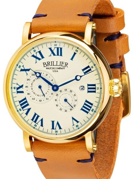 Brillier 43mm Klassique Automatic Watch with Horween Leather Strap #BR-10
