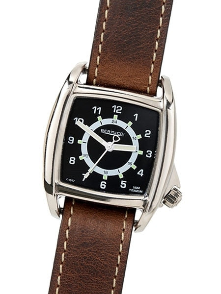 Bertucci C-1T Lusso Tank Style Field Watch with Titanium Case and Horween HP Leather Strap #16018