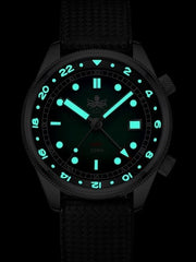 PHOIBOS Eagle Ray 300-Meter Dual-Time GMT Dive Watch with Double Dome AR Sapphire Crystal #PX023A