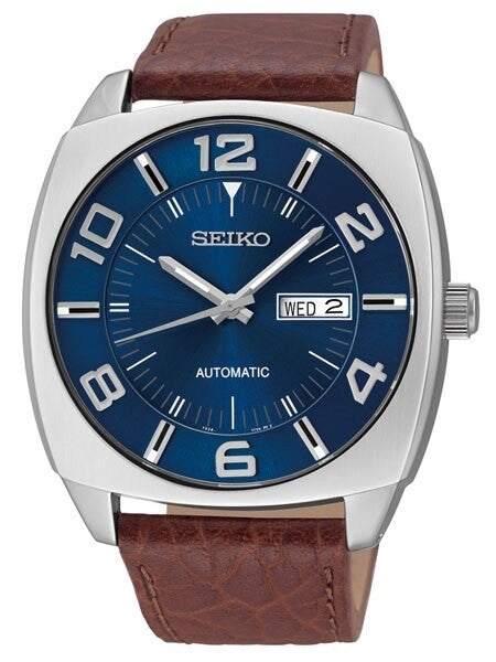 Seiko Recraft Series Automatic Watch with 43.5mm Stainless Steel Case, Brown Leather Strap #SNKN37