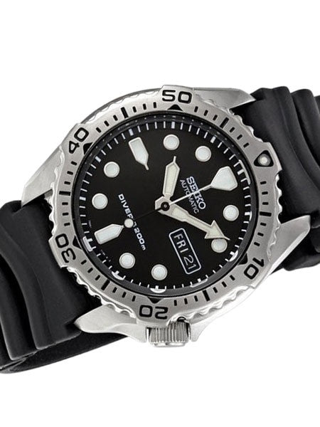 Seiko Automatic Black Dial 200M Dive Watch with Rubber Dive Strap #SKX171K