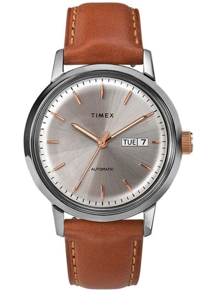 Timex 40mm Marlin 21-Jewel Automatic Watch with Stainless Steel Case and Silver Dial #TW2U11800ZV