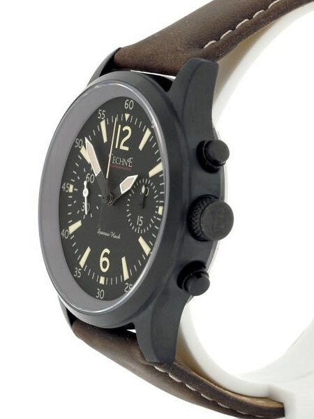 Techne Black PVD SparrowHawk Hand Wind Pilot Chronograph with 30-minute Stopwatch #373.161