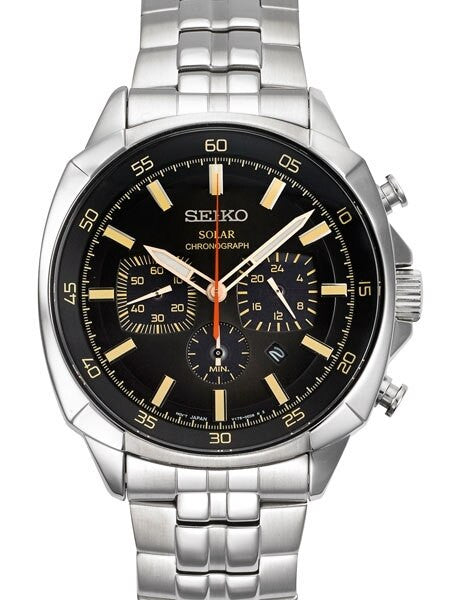 Seiko Solar Quartz Chronograph with Stop-Watch and 24-hour Sub-Dial  #SSC511