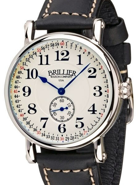 Brillier 43mm Americana Chapter 2 Railroad Swiss Quartz Watch with Calfskin Leather Strap #BR-06