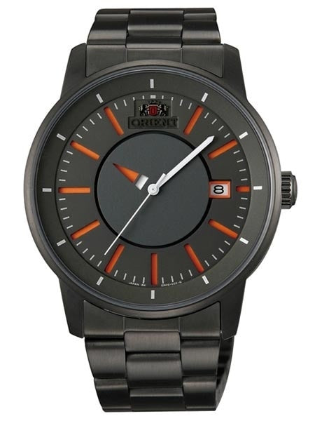 Orient Black IP 21-Jewel Automatic Disk Watch with Unique Rotating Hour Hand #ER02006A