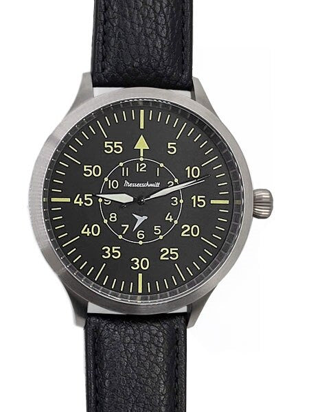 Messerschmitt Triple-X Fliegeruhr Watch with Black Leather Strap #ME-65BQ