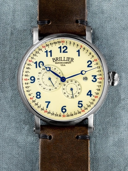 Brillier 43mm Americana Chapter 2 Railroad Automatic Watch with Horween Leather Strap #BR-13