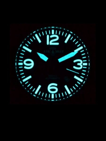 Air Blue Bravo Automatic Pilot Watch with 44mm PVD Case, Sapphire Crystal #BRAVOAUTOPVDBLKORG