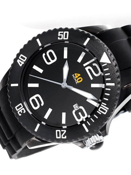 40Nine Black Plastic 46mm Case with Black Silicone Rubber Strap #40NINE02-BLACK3