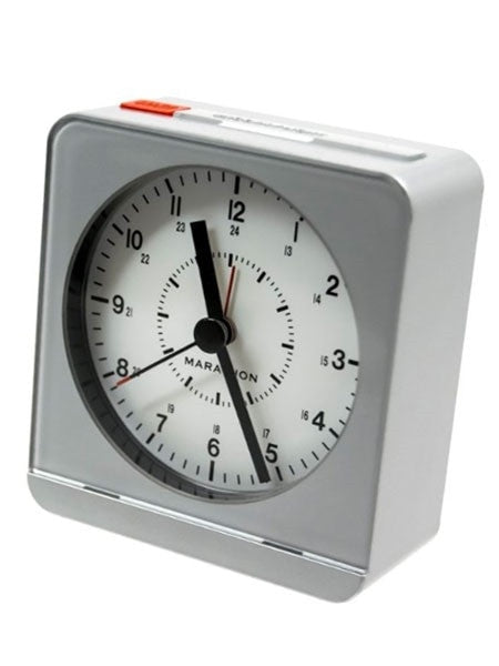 Marathon Alarm Clock with White Dial, Silent Movement, and Auto-Sensing Night Light #CL030053SV