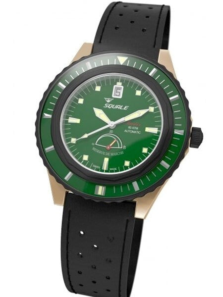 Squale Master Professional Swiss Automatic Dive watch with Bronze Case, Power Reserve #MSTR-Bronze-Green-R