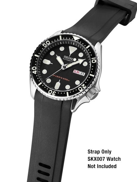 Crafter Blue 22mm Vulcanized Rubber Watch Strap for SEIKO SKX007-009-011 Curved End #CB10-A