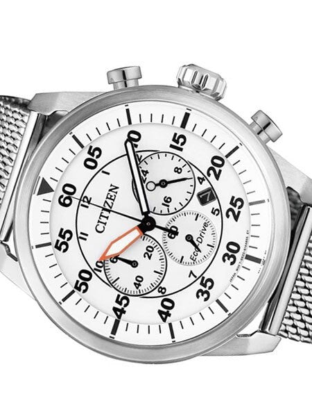 Citizen Eco-drive Chronograph Watch with Stainless Steel Mesh Bracelet #CA4210-59A