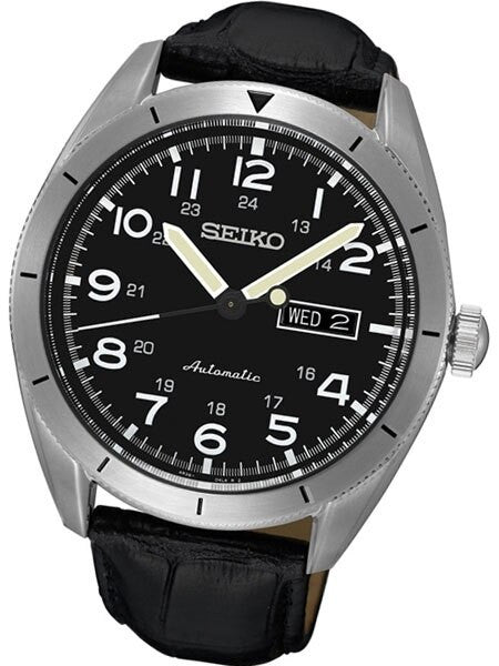 SEIKO Automatic Men’s 腕時計 Seiko Military Black Dial Automatic Watch with 43.5mm Case, Black