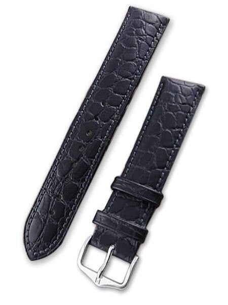 Hirsch Aristocrat Black Crocodile Embossed Leather Watch Strap #038280-50
