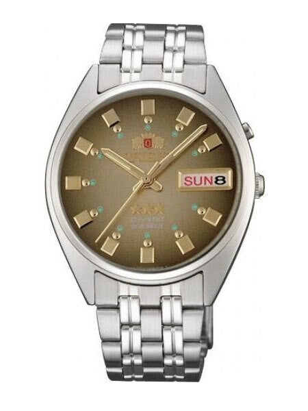 Orient Automatic Watch with Brown Dial, Day-Date and SS Bracelet #EM0401NP