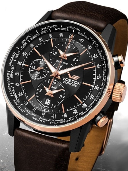 Vostok-Europe Gaz-Limo World-Time GMT Watch with Alarm #5603255