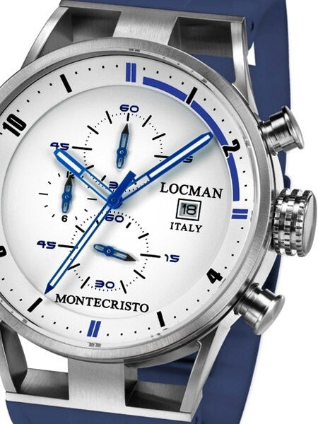 Locman Montecristo 100 Meter Quartz Chronograph Watch with 44mm Case #510WHBLBL