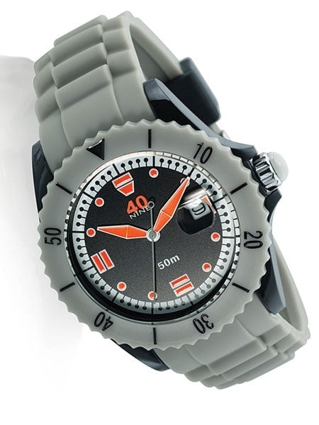40Nine Black Plastic 45mm Case with Grey Silicone Rubber Strap #40NINE02-GREY20