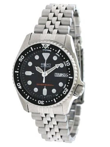 Seiko Black Automatic Dive Watch with Stainless Steel Bracelet #SKX013K2