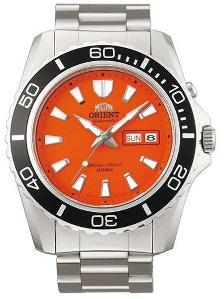 Scratch and Dent - Orient Orange Dial Mako II Automatic Dive Watch on a Bracelet #EM75001M-SND2