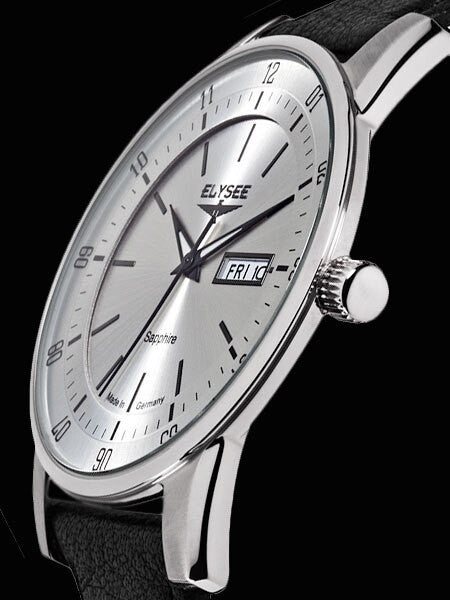 Elysee Thin 42mm Quartz Dress Watch with Sapphire Crystal and Day-Date Window #86000