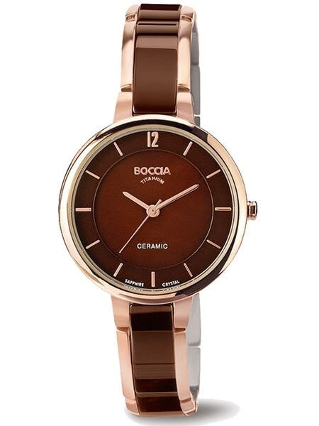 Boccia Ladies Quartz Watch with Brown MOP Dial, Rose Goldtone Titanium Case and Matching Bracelet #3236-04