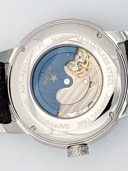 Red Star Jump Hour Automatic Watch AR Sapphire Crystal #8176G-C