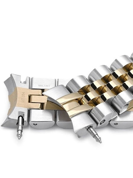 Strapcode 20mm ANGUS-J "Louis" Gold IP and 316L Stainless Steel Watch Bracelet for Seiko Alpinist SARB017 #SS201805P2G064