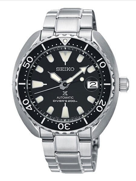 Seiko Baby Turtle Prospex Automatic Dive Watch with Black Dial and SS Bracelet #SRPC35J1