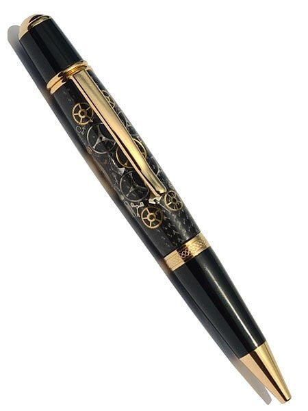 Artisan Crafted Collectable Pen made with a Rolex dial and assorted gears, cogs, screws and bridges #WPP101BP