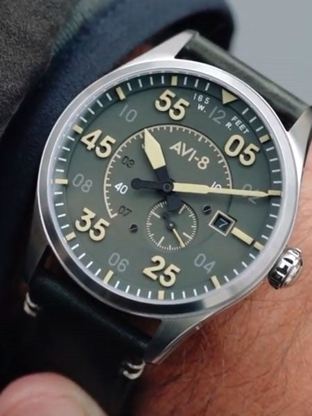 AVI-8 Spitfire Type 300 Edition, 21-Jewel Automatic Pilot Watch, AR Sapphire Crystal #AV-4073-22