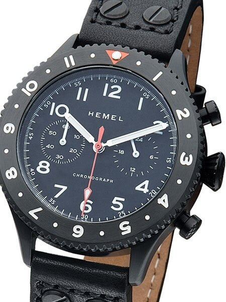 HEMEL Night Ops Quartz Chronograph Watch with GMT Bezel and Sapphire Crystal #HFNO4