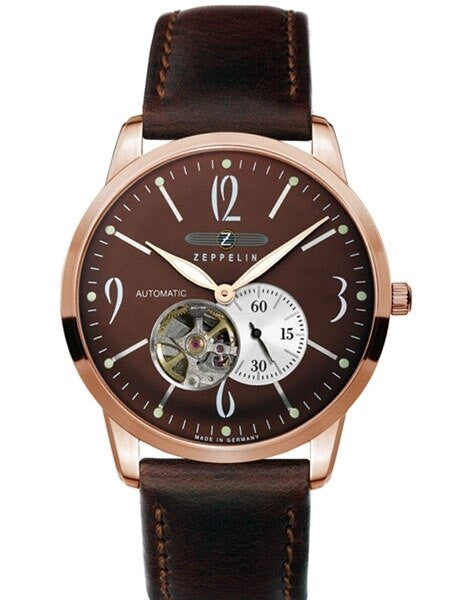 Graf Zeppelin Flatline Automatic Open-Heart Watch with Small Seconds #7362-5