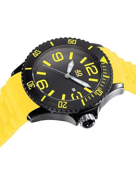Showroom Sample - 40Nine Black Plastic 46mm Case with Yellow Silicone Rubber Strap #40NINE02-BLACK-LEMON