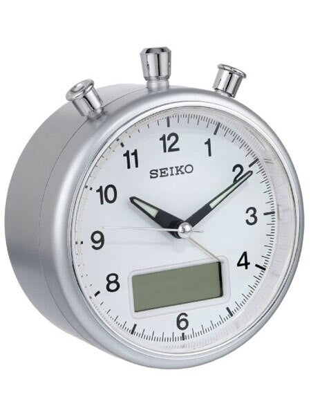 Seiko Alarm Clock and Stopwatch with Quiet-Sweep Second Hand #QHE114SLH