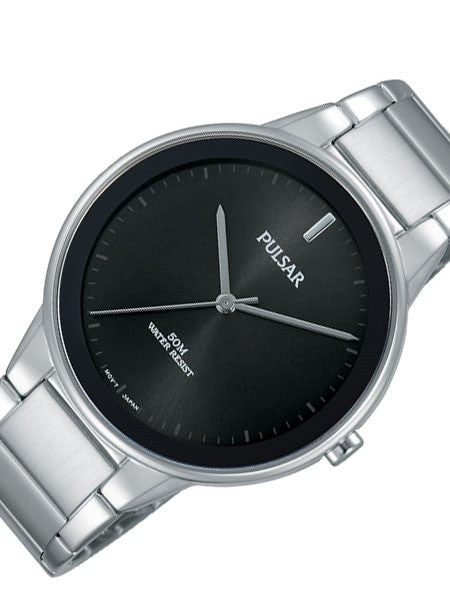 Pulsar Black Dial Quartz Watch with Matching Bracelet #PG2043
