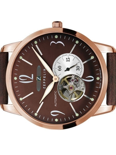 Graf Zeppelin Flatline Automatic Open-Heart Watch with Small Seconds #7362-5