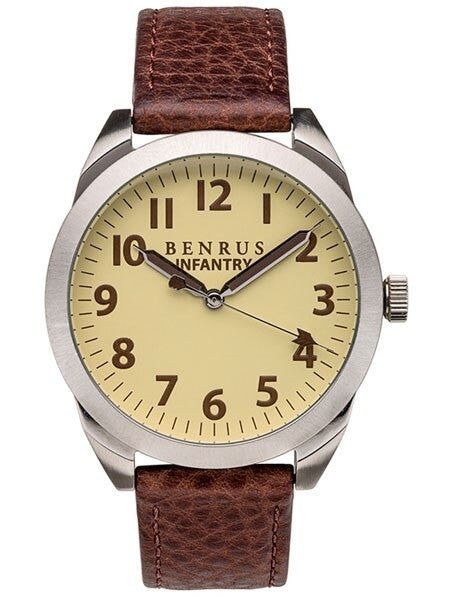 BENRUS 41mm Stainless Steel, Military-Inspired Quartz Infantry Watch #BR021D