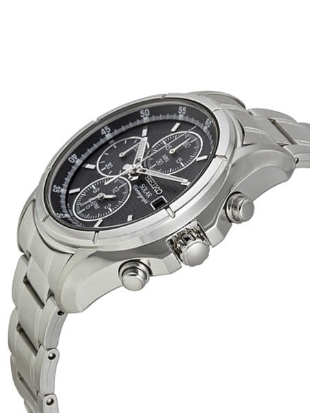 Seiko Core Series Black Dial, Solar Alarm Chronograph with Stopwatch #SSC001