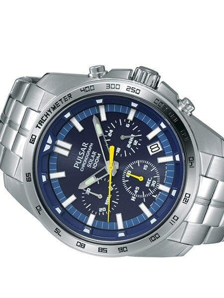 Pulsar Solar Quartz Chronograph Watch with Stopwatch and 24-Hour Sub-Dial #PZ5001