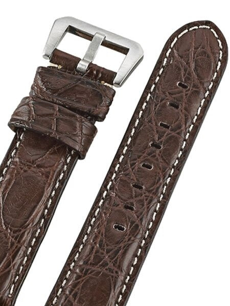 Toscana Dark Brown Genuine Cayman Crocodile Watch Strap with Leather Lining #GR-90002